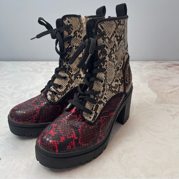 Bamboo snakeskin combat lace up boots 7.5 - Picture 8 of 14